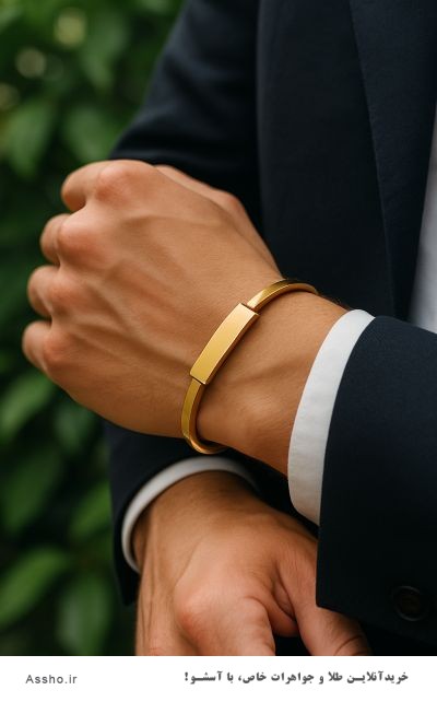 عکس بنگل طلای مردانه